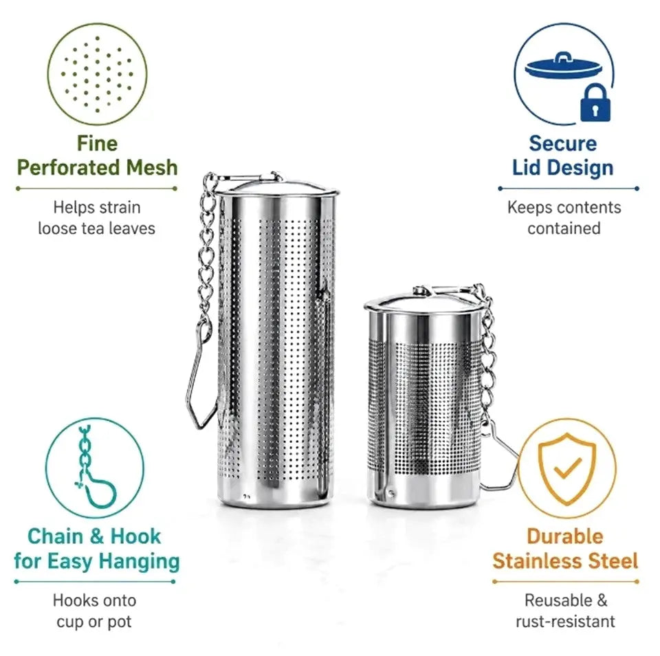2-Pack Stainless Steel Tea Infuser Ball Fine Mesh Strainer w Chain Hook for Tea orbitomart